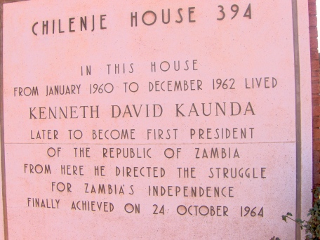 Sign outside Kenneth Kaunda’s house
